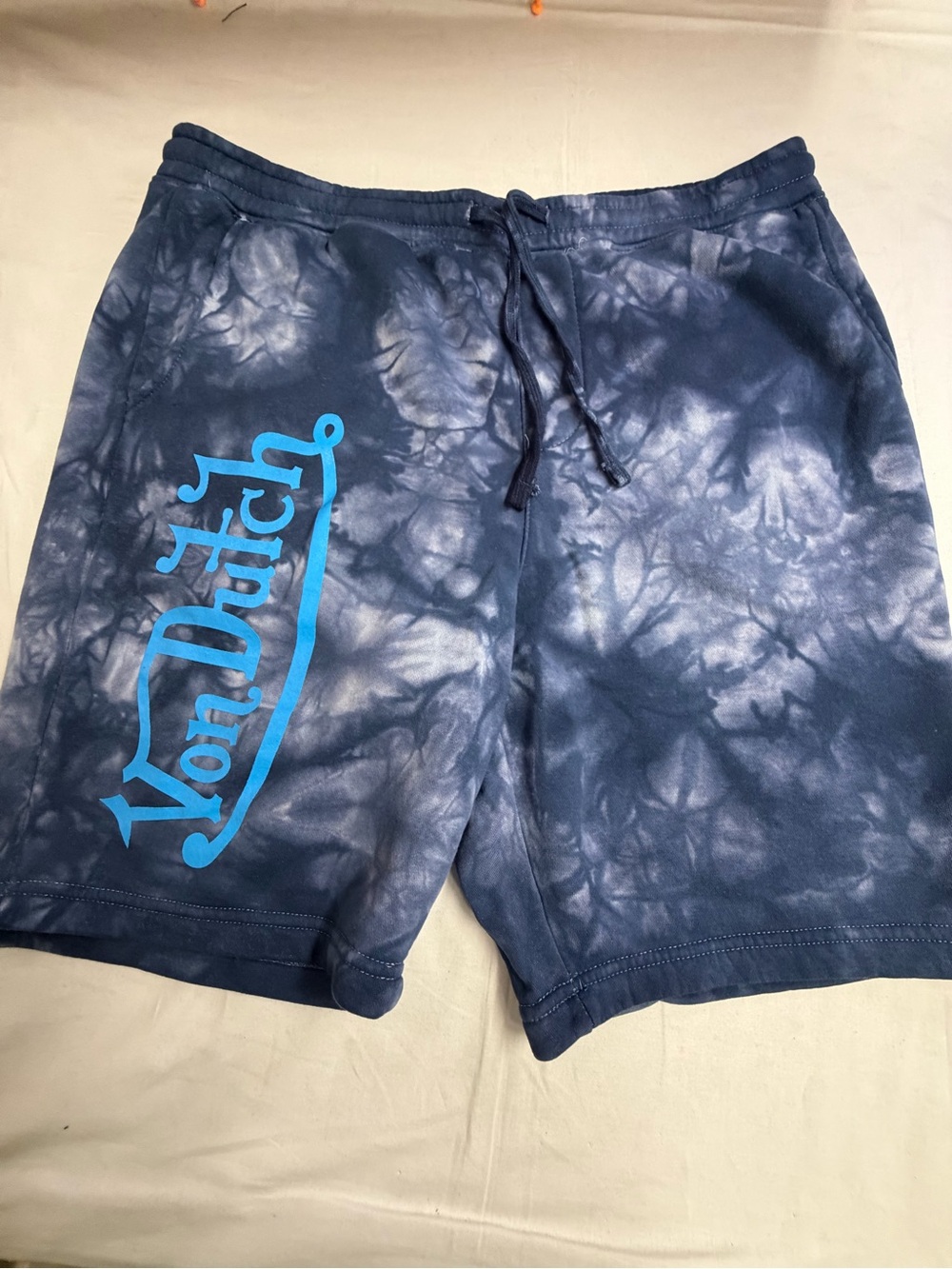 Von Dutch Navy and Light Blue Tie-Dye Athletic Shorts
